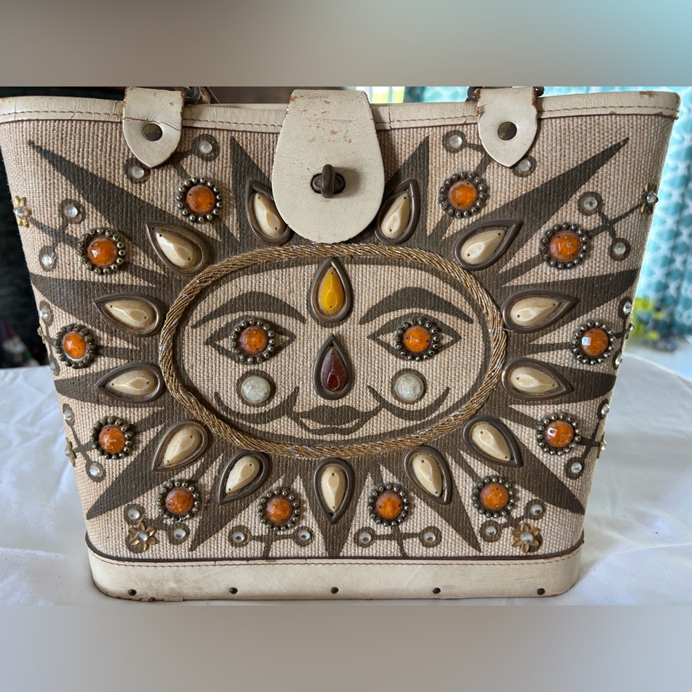 Beige Embellished Women's handbag